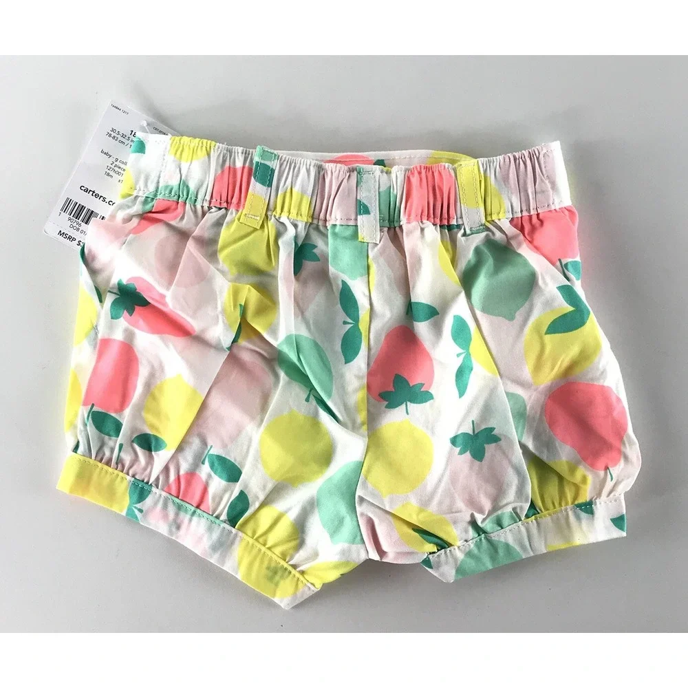NWT Carter's Shorts Bloomers Fruit Checkered Summer Baby Girls 18 Month Set Of 2